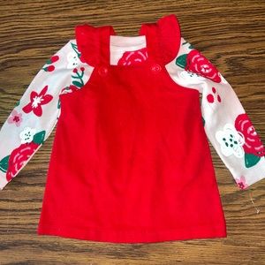 Red Floral 2 Piece Dress 12M